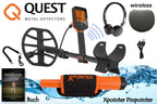 Quest Q35 Metalldetektor mit Funkkopfhörer & Xpointer Pinpointer (orange) & Schatzsucherhandbuch