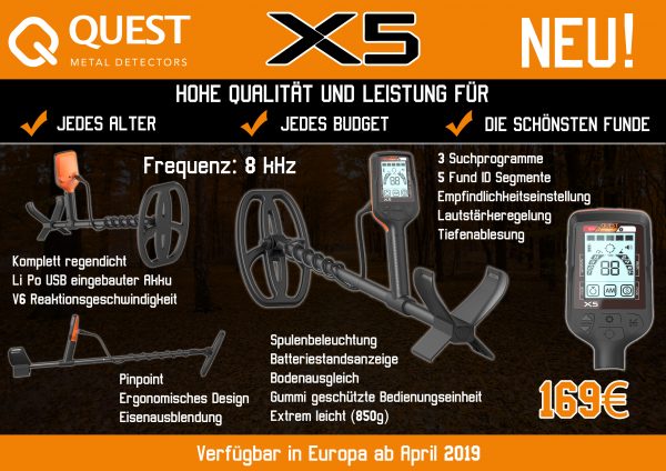Metalldetektor Quest X5