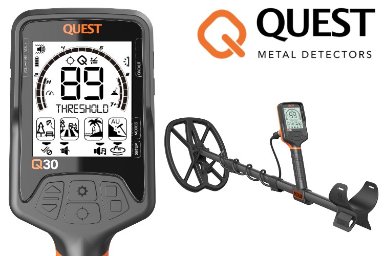 Quest Q30 Metalldetektor & Xpointer Pinpointer (orange) & Schatzsucherhandbuch