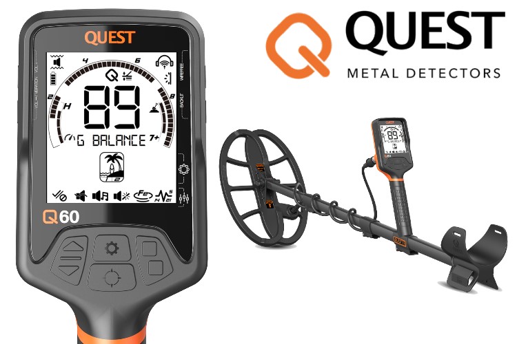 Quest Q60 Metalldetektor & Xpointer Pinpointer (orange) & Schatzsucherhandbuch